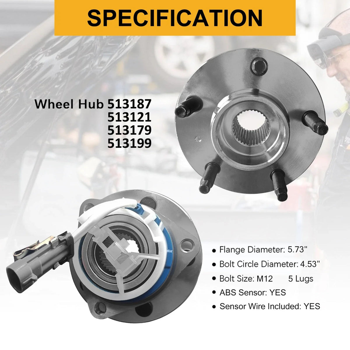Front Wheel Hub Bearing Assembly Set for Lucerne 2006-2011 Buick