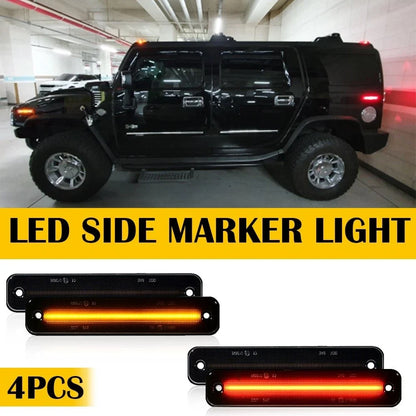 4X Side Marker Lights Smoked Amber Red for Hummer H2 2003-2009