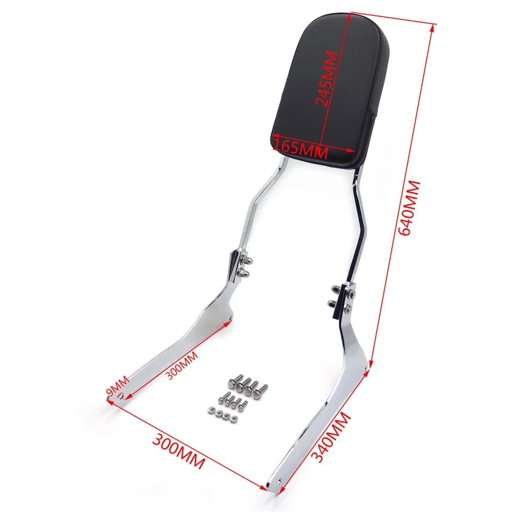 Chrome Flame Sissy Bar Backrest Pad for Suzuki Boulevard C90/VL1500