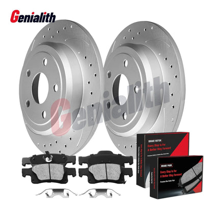 Brake Pads & Rear Drilled Rotors for 2011-2020 Dodge Durango, Grand Cherokee