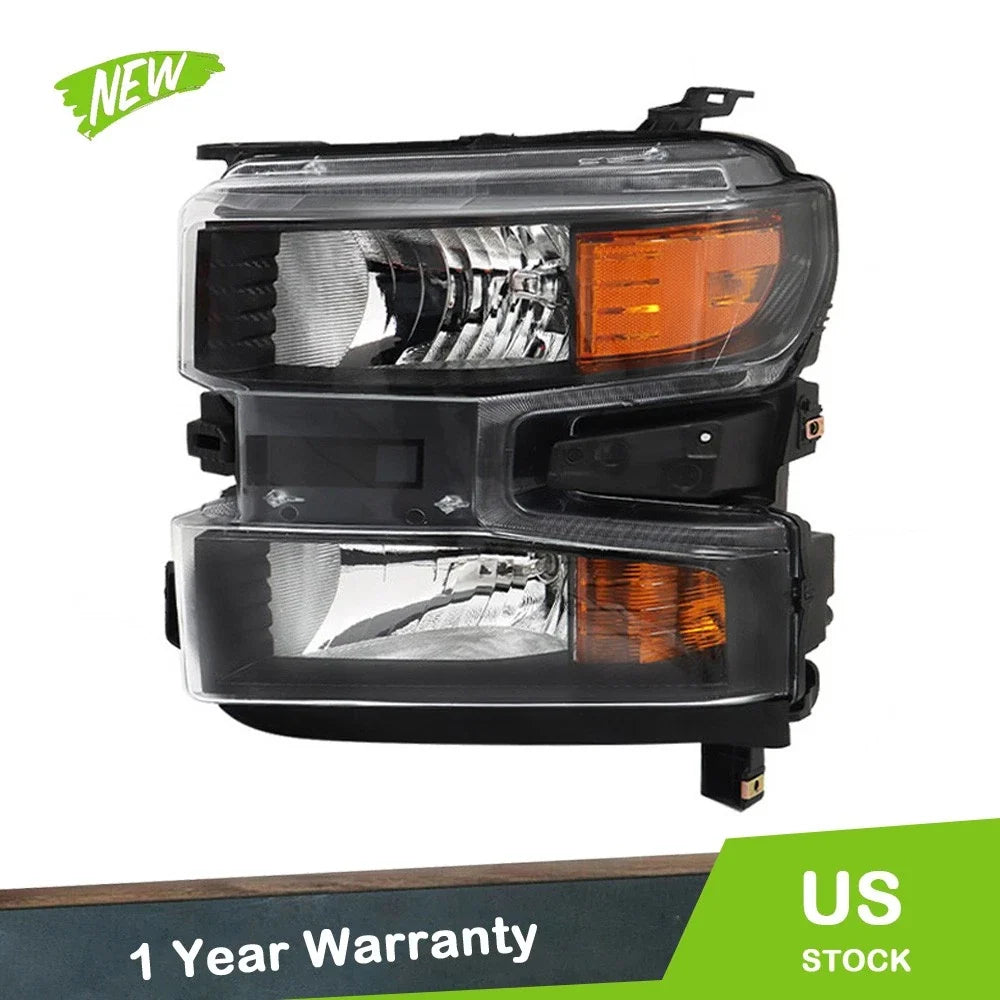 Headlight for Chevy Silverado 1500 (2019–2022) Left Black Halogen Clear