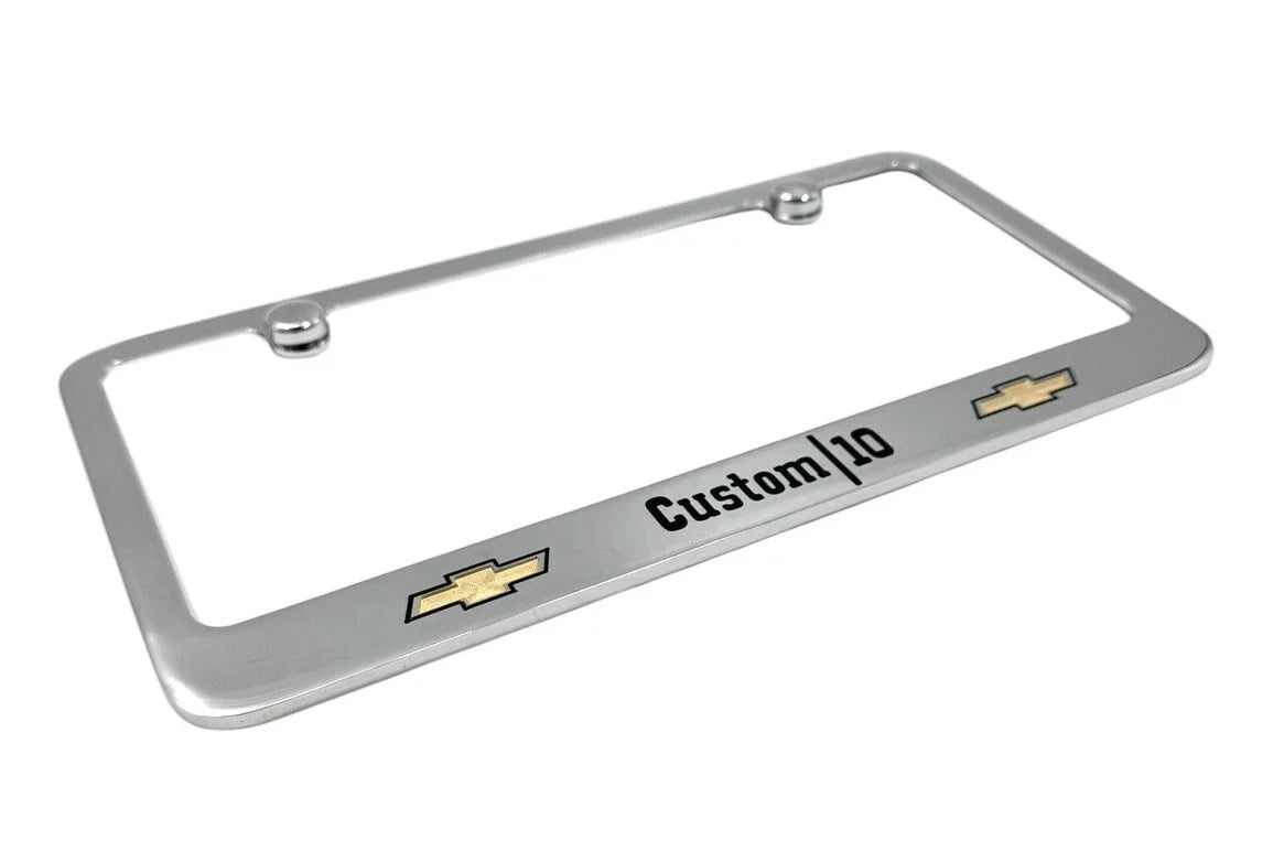 Chrome Engraved Licensed License Plate Frame with Bowtie for Chevrolet Custom (2010–2018)