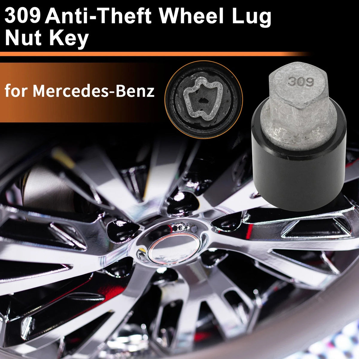 Wheel Lock Lug Nut Key Socket Tool for Mercedes-Benz (309)