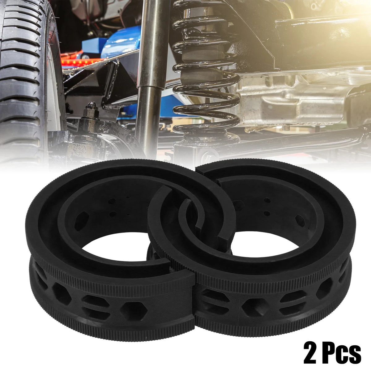 2X Black Coil Spring Rubber Buffer for Ford Chevy (Universal E Type)