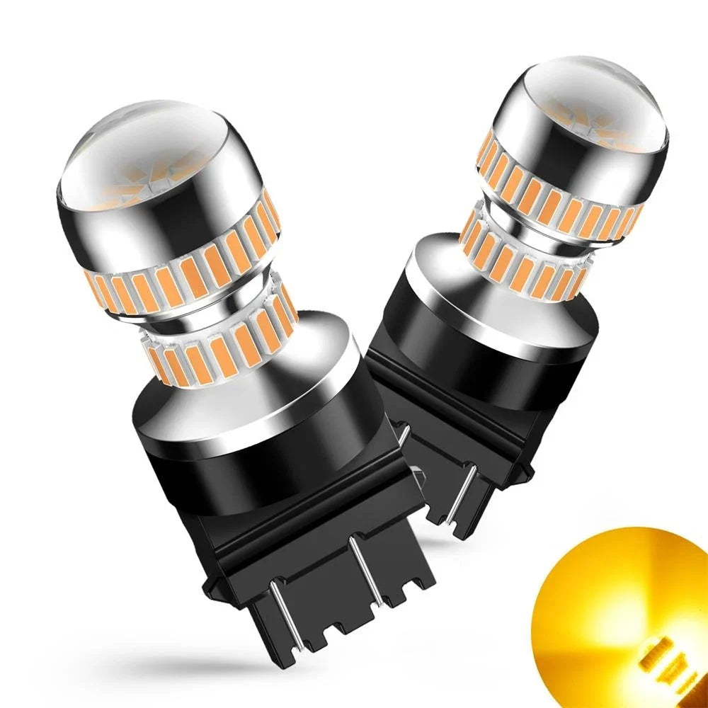 Amber Yellow 4X LED Turn Signal Bulbs 3157 4157 3757