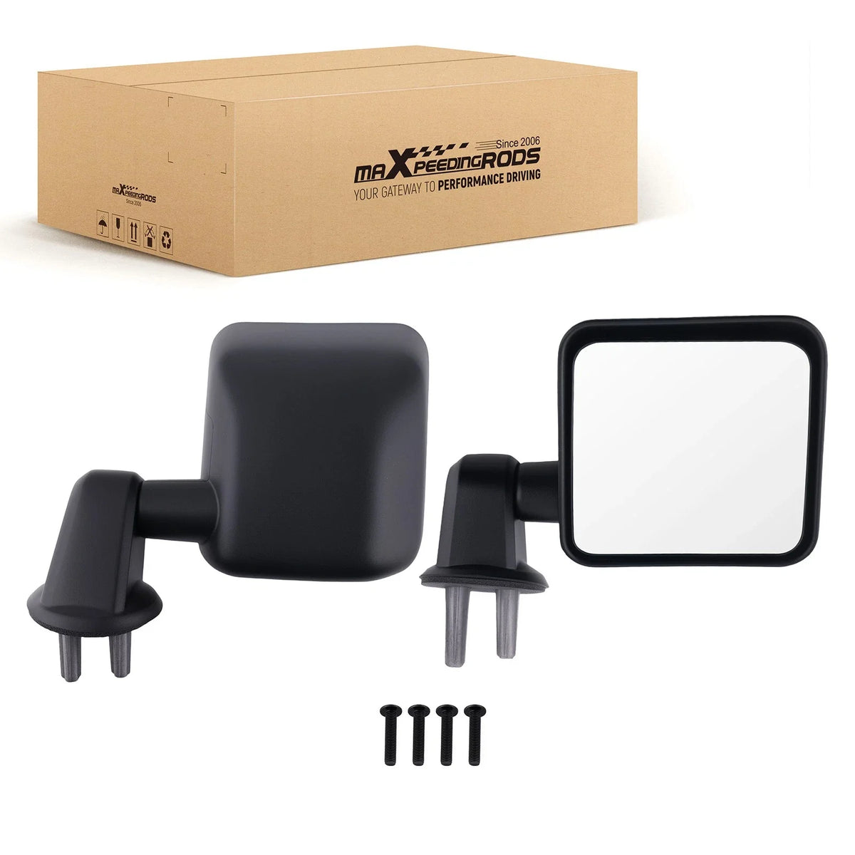 Set of 2 Manual Black Side Mirrors for Jeep Wrangler Unlimited (2007–2017)