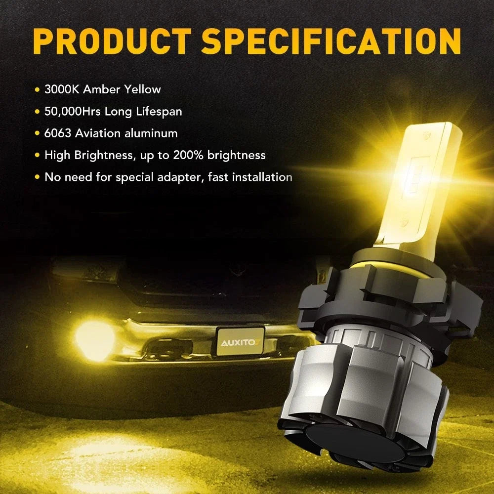 AUXITO 2504 5202 LED Fog Light Bulbs for - 3000K Yellow