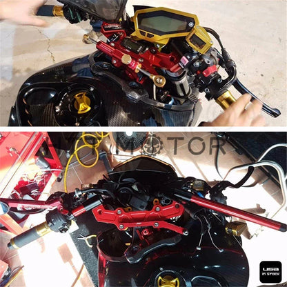 Red Clip-On Adapter Plate with Handlebars for Yamaha MT-07 FZ-07 2014-2017
