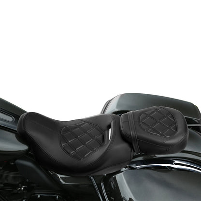 Black Driver Passenger Seat for Harley Touring Models 2009-Present