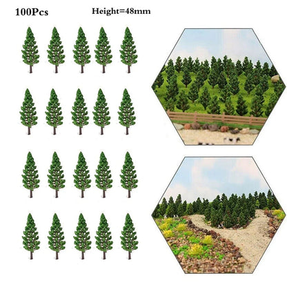 100Pcs 4.8cm Pine Trees for N-Scale Train Railroad Layout