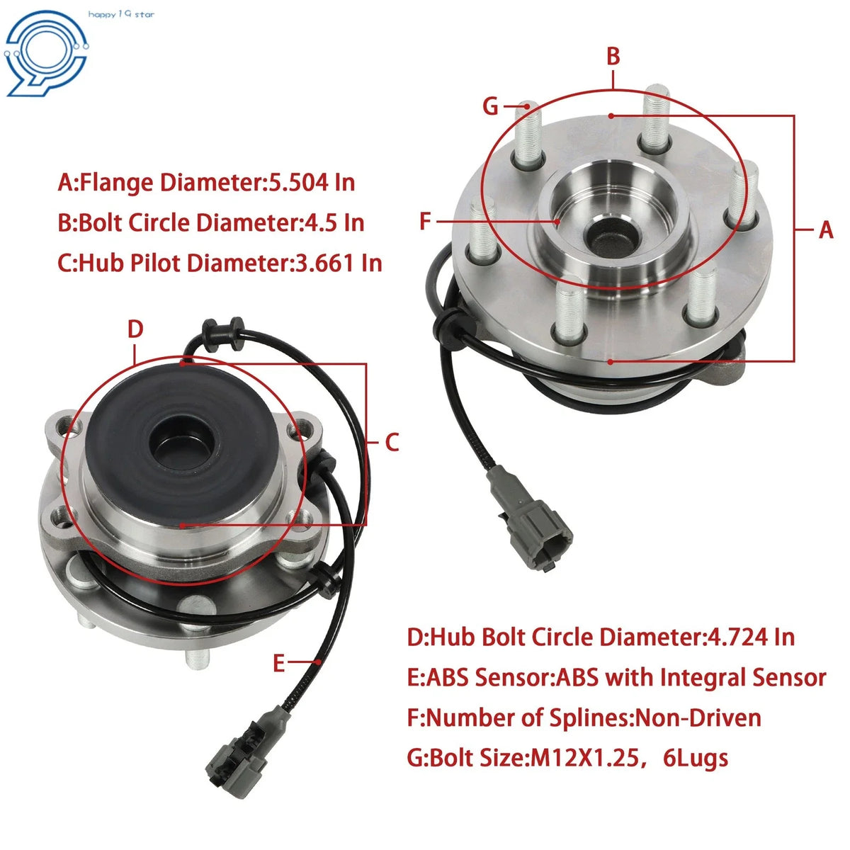2WD Front Wheel Bearing Hub for Nissan Frontier Pathfinder Xterra Equator (2005–2012)