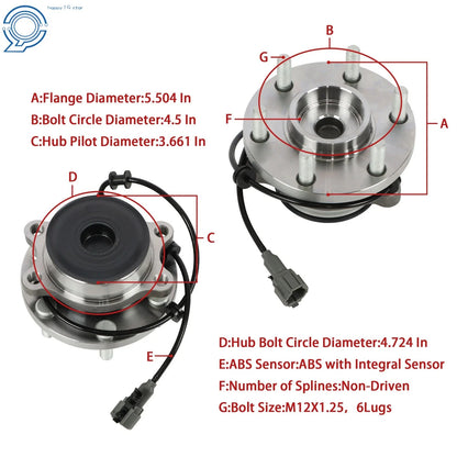 2WD Front Wheel Bearing Hub for Nissan Frontier Pathfinder Xterra Equator (2005–2012)
