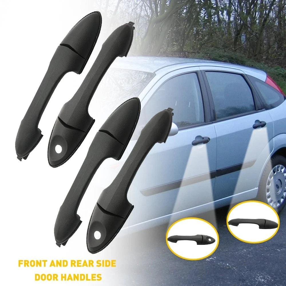 Set of 4 Exterior Door Handles for Ford Focus (2000–2007) Black