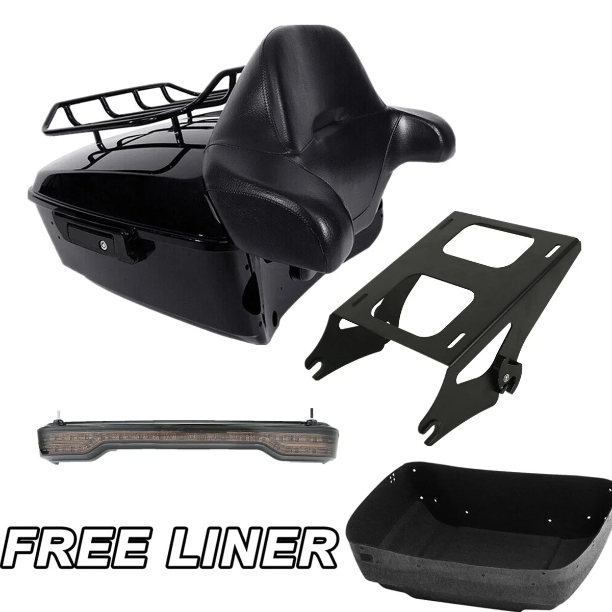 Trunk Pad Mount Rack & LED Brake Tail Light for Harley Touring (2014–2026)