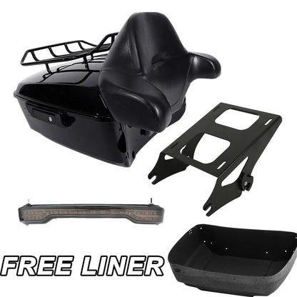 Trunk Pad Mount Rack & LED Brake Tail Light for Harley Touring (2014–2026)