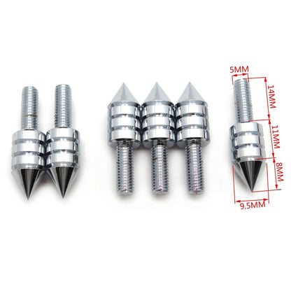 4-Piece Set of Universal Chrome Spike Bolts for Motorcycle Fairings