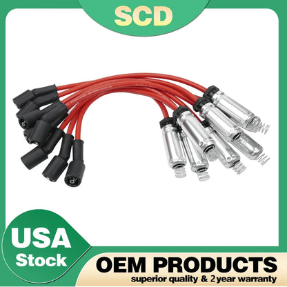 8 Piece Spark Plug Wire Set for GMC Chevy Vortec 4.8L 5.3L 6.0L 1999-2006