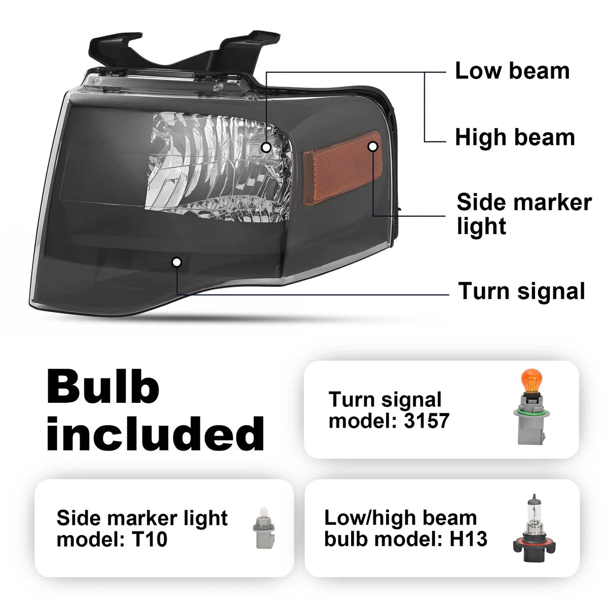 Headlights with Bulbs for 2007-2014 Expedition Left/Right
