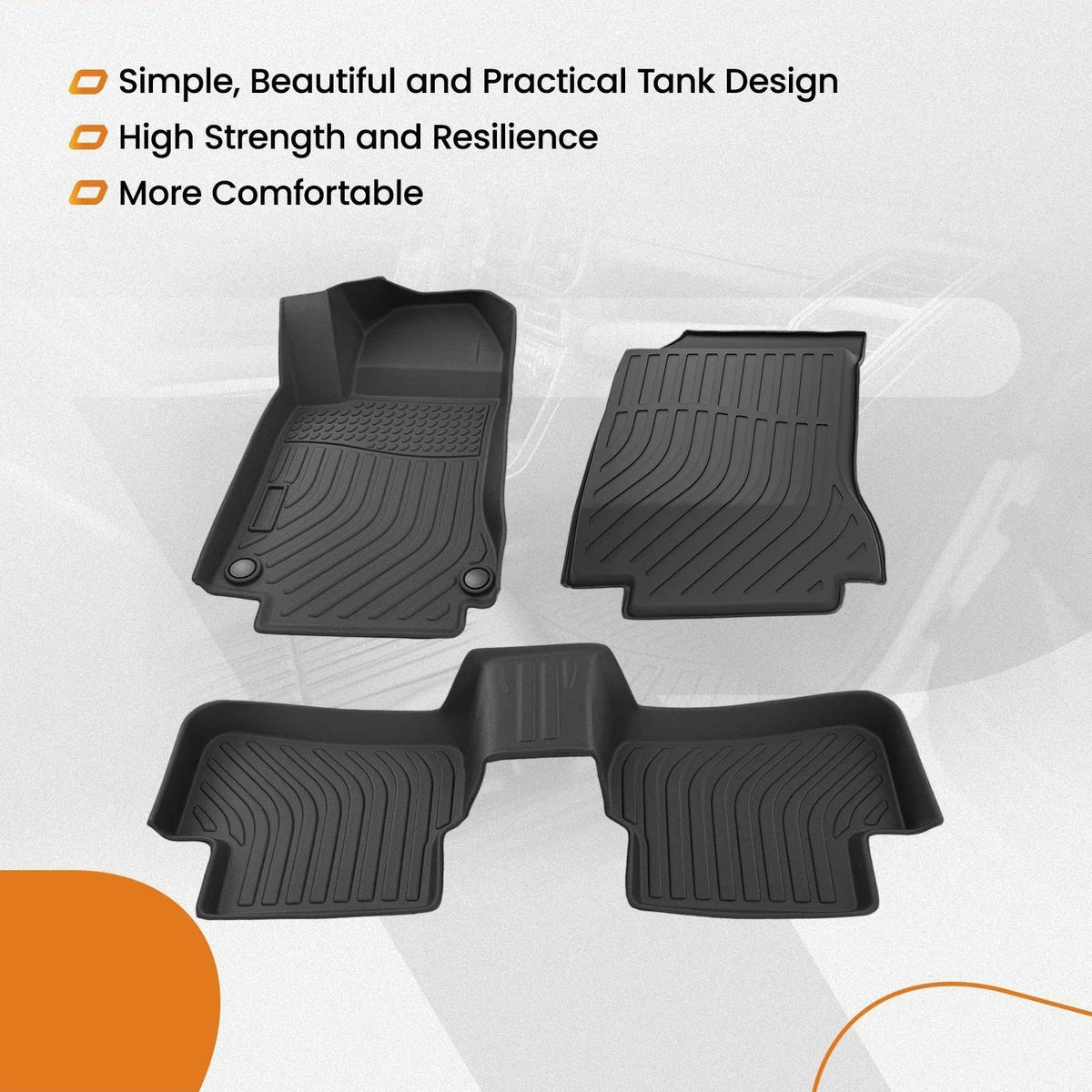 Black TPE Floor Mats Set for Mercedes-Benz CLA GLA 2014-2020