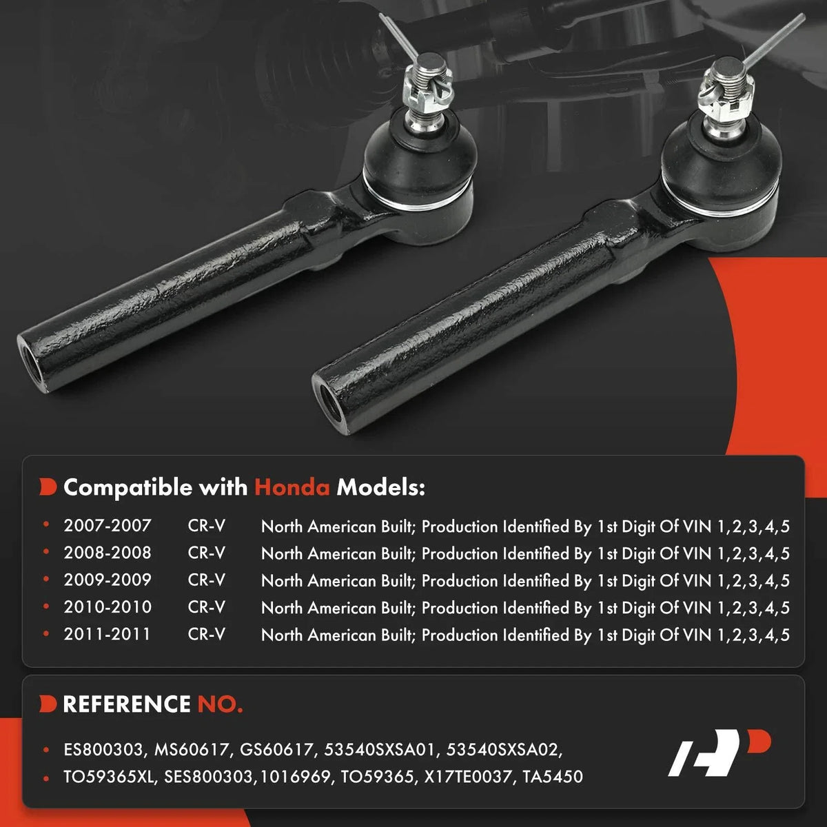 Front Outer Tie Rod Ends - 2 Piece Set for Honda CR-V 2007-2011