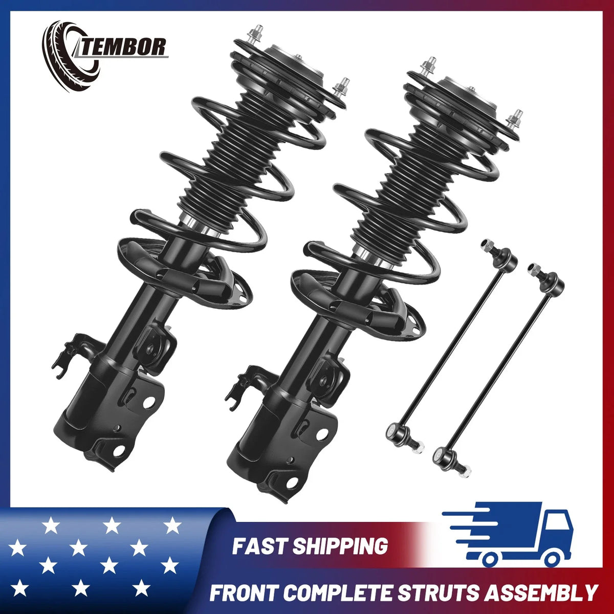 Front Strut & Coil Spring Assembly for 2010–2015 Toyota Prius (Sway Bar Links)