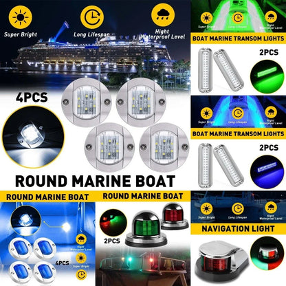 LED Bow Navigation Light 12V Stainless Steel for Pontoon Yacht Boat