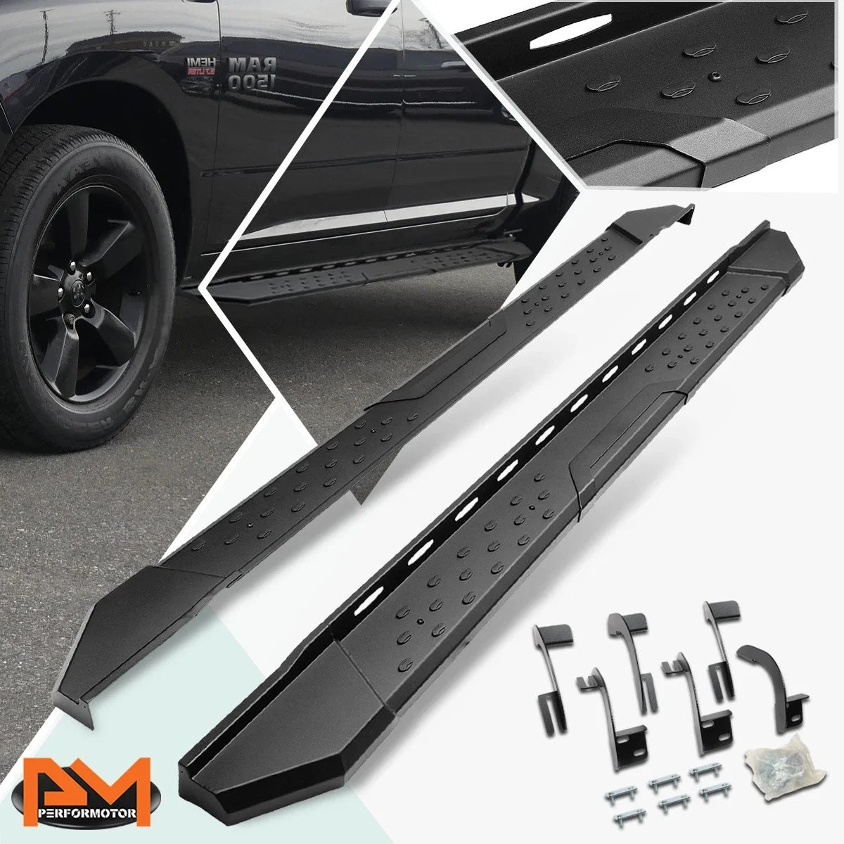 Set of 2 Side Step Nerf Bars for 2009-2020 Dodge Ram 1500 Crew Cab