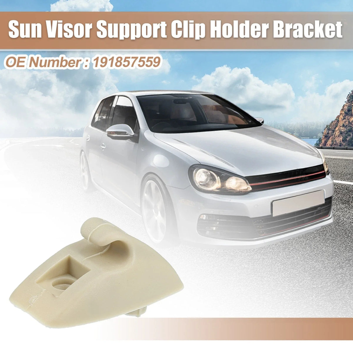Sun Visor Support Clip Retainer No. 191857559 for Volkswagen Rabbit (2006–2010)