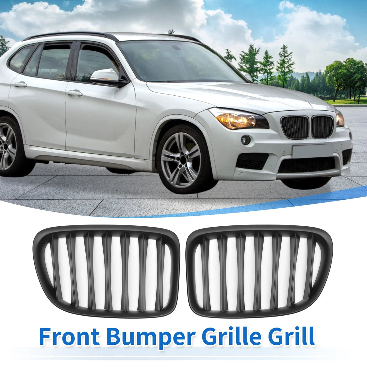 1 Pair Front Upper Bumper Grille for BMW X1 E84 (2009–2015)