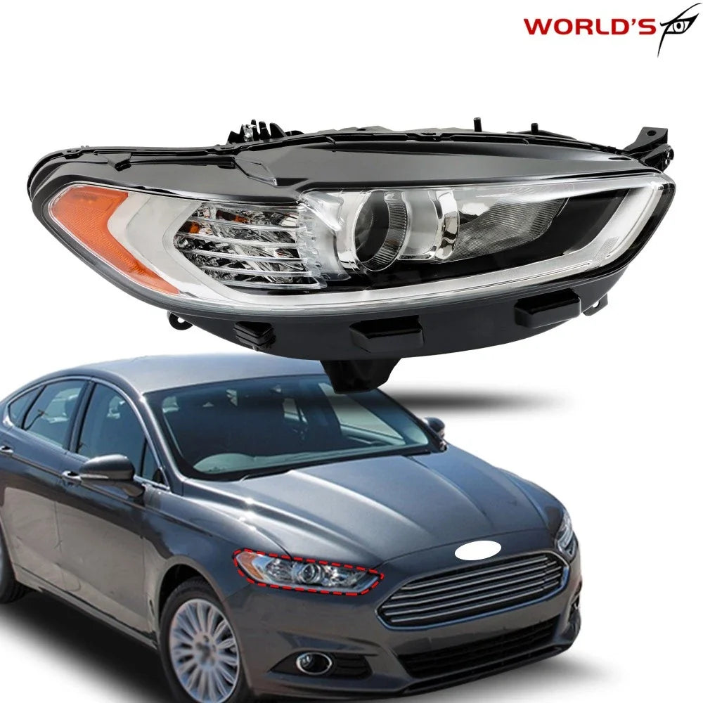 Right Side Headlight Assembly for Ford Fusion (2013–2016) Halogen Amber