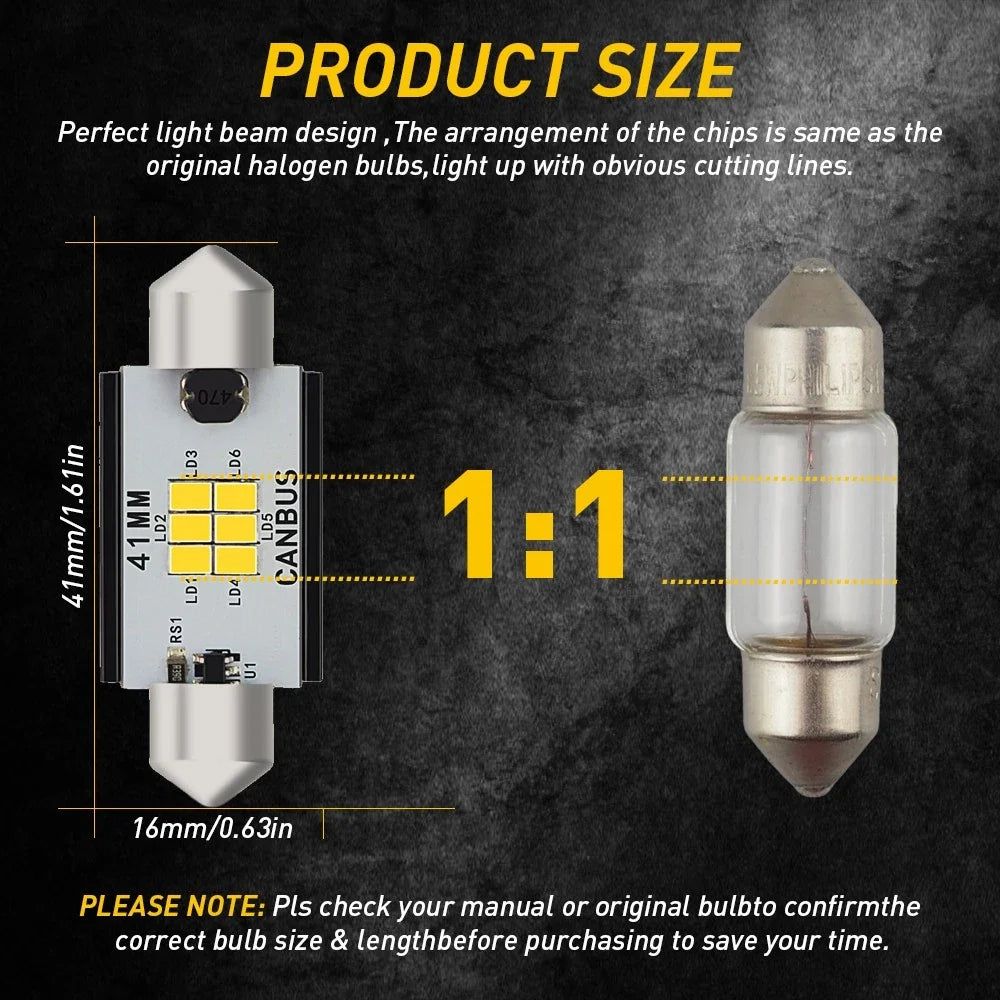2X AUXITO 578 Festoon LED Interior Bulbs for (2010–2023)