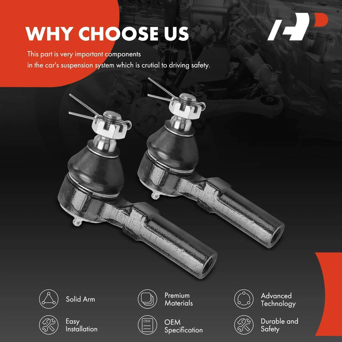 2X Front Outer Tie Rod Ends for Honda Ridgeline & Odyssey 2006-2014