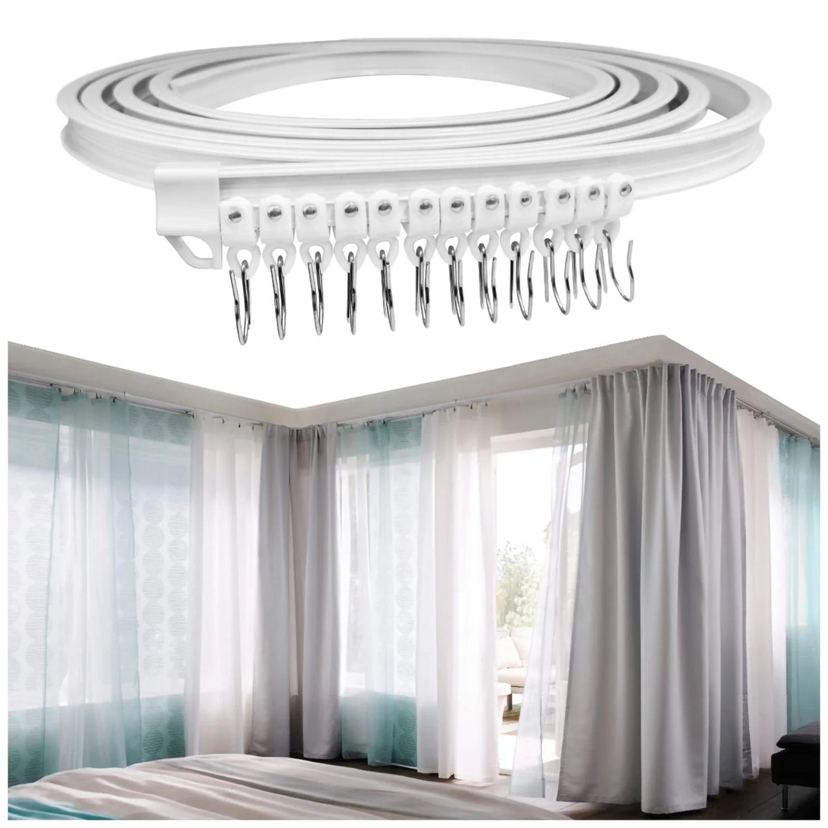 16.4Ft Ceiling Curtain Track for Versatile Installations