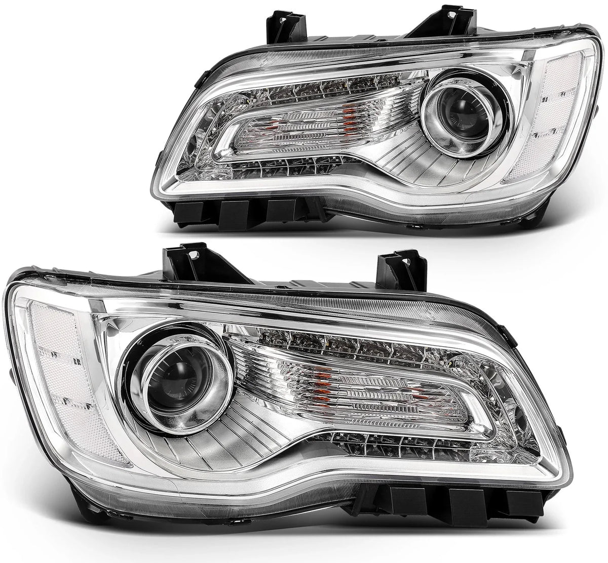 2Pcs Headlight Pair with Bulbs for Chrysler 300 (2015–2023) Chrome