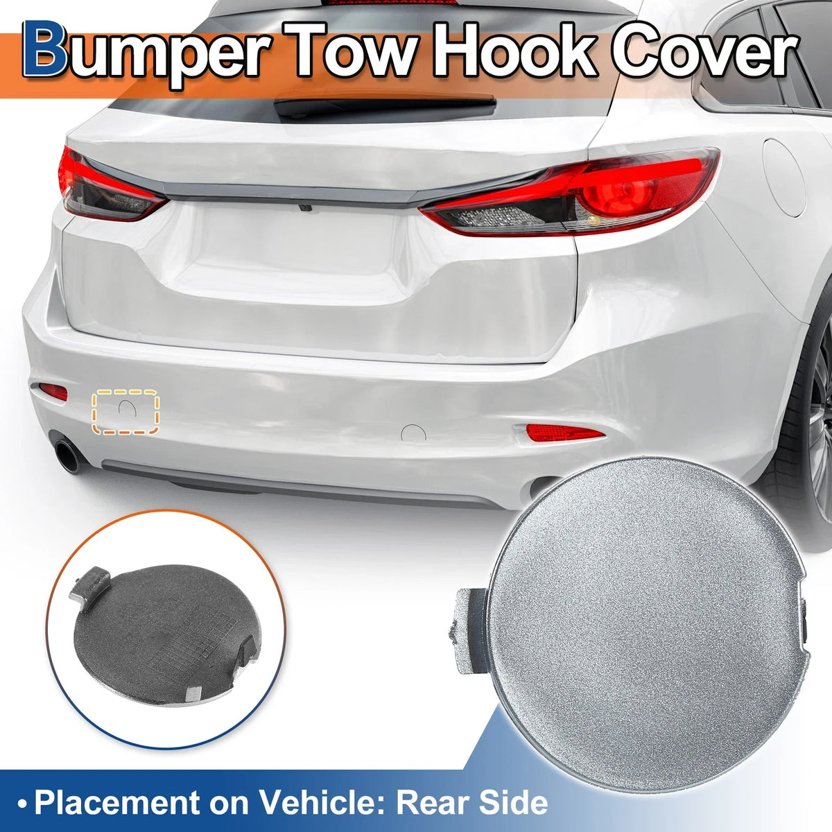Rear Left Tow Hook Cover for Mazda 6 Atenza (2018–2021) Silver Tone