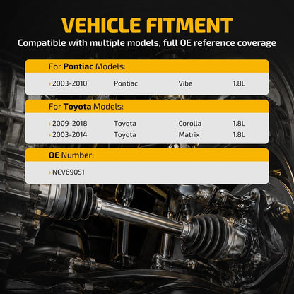 CV Axle Front Left for Toyota Matrix (09-14) & Corolla (09-19)