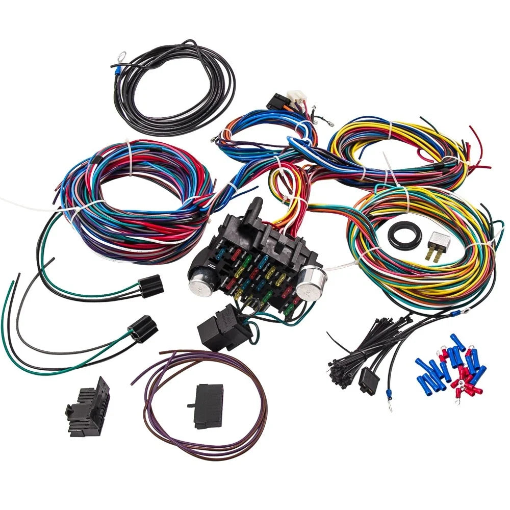 Connector Kit with 21 Circuits Wiring Harness & 17 Fuses for GMC Chevy