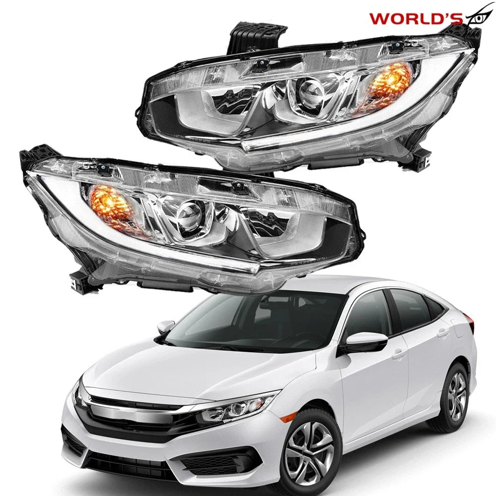 Pair of Halogen Headlights with LED DRL for Honda Civic (2016–2020)
