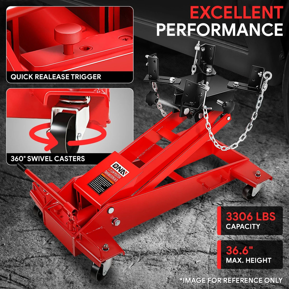 2 Ton Hydraulic Transmission Jack for Car Lift Hoist w/ Swivel Wheels