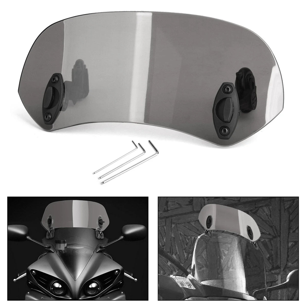 Motorcycle Windshield Extension Spoiler - Adjustable Clip-On