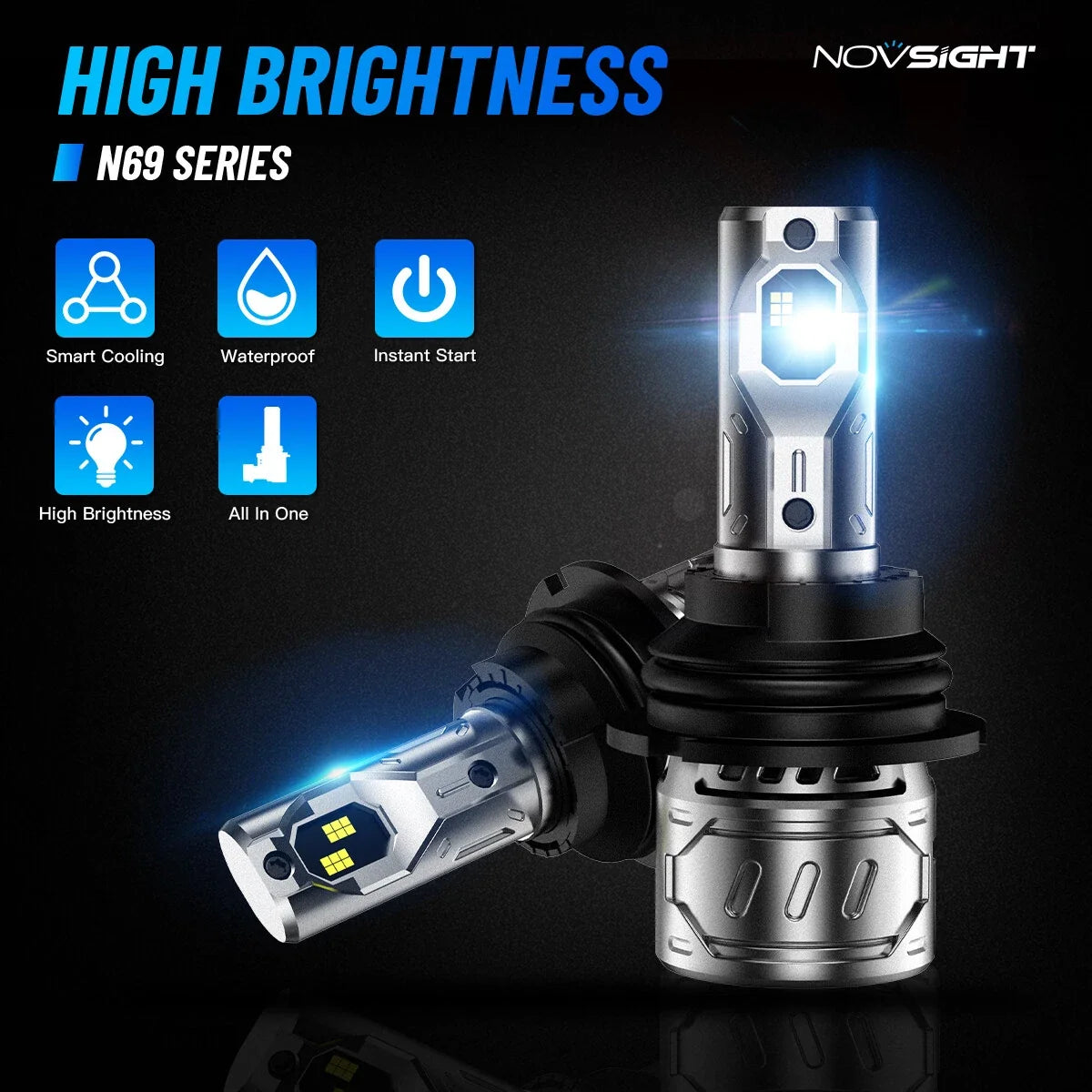2X 9007 LED Headlight Bulbs for Low Beam (6000K)