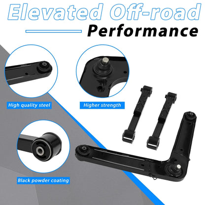 Rear Control Arm Kit - 3Pcs Upper Lower for Jeep Liberty 2004–2007