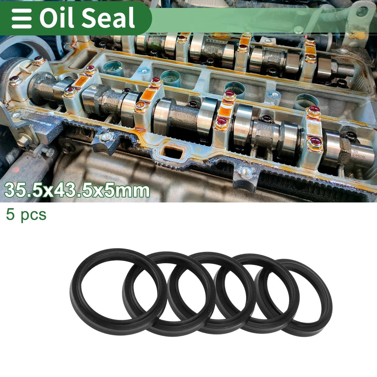 Set of 5 Oil Seal Rotary Shaft Seal NBR Rubber 35.5x43.5x5mm