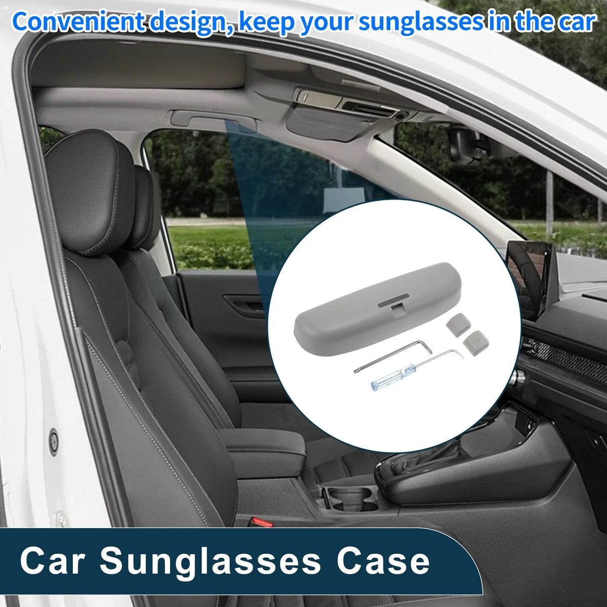 Sunglasses Case for Ford Everest (2015–2021) Eyeglasses Holder Storage Box Grey