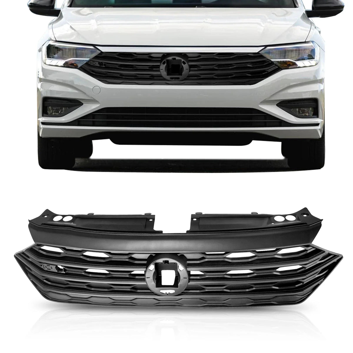 Matte Glossy Black Bumper Grille for Volkswagen Jetta (2019–2020)
