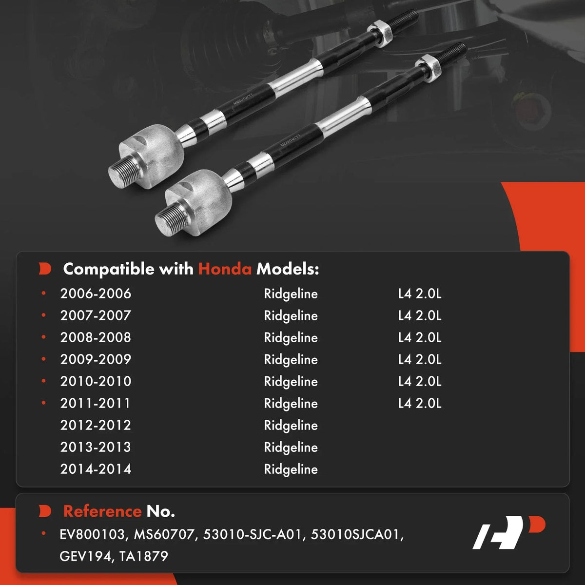 Front Tie Rod End Pair (2X) for Honda Ridgeline 2006-2014