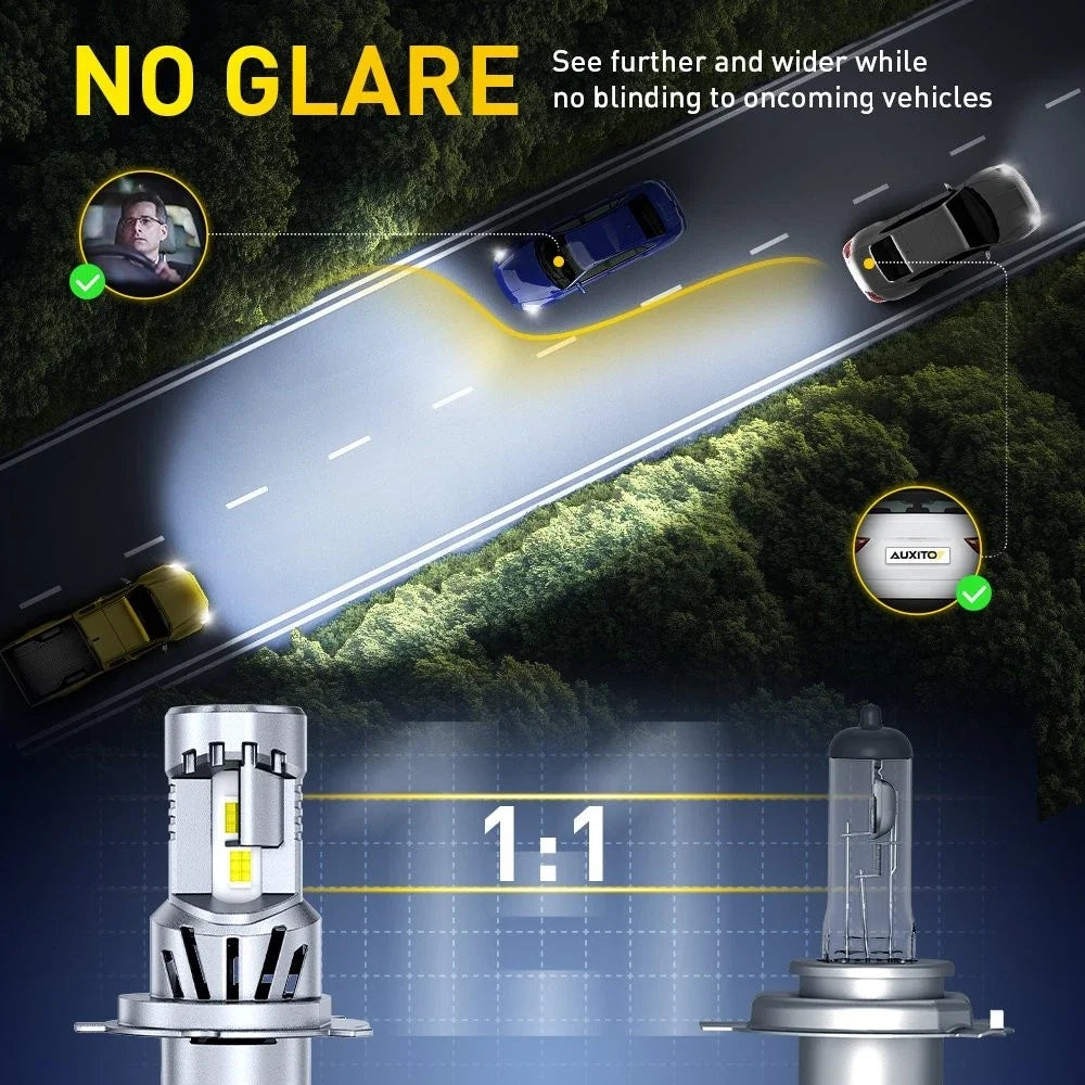 9003 H4 LED Headlight Bulbs Kit 2X 48000LM 6500K