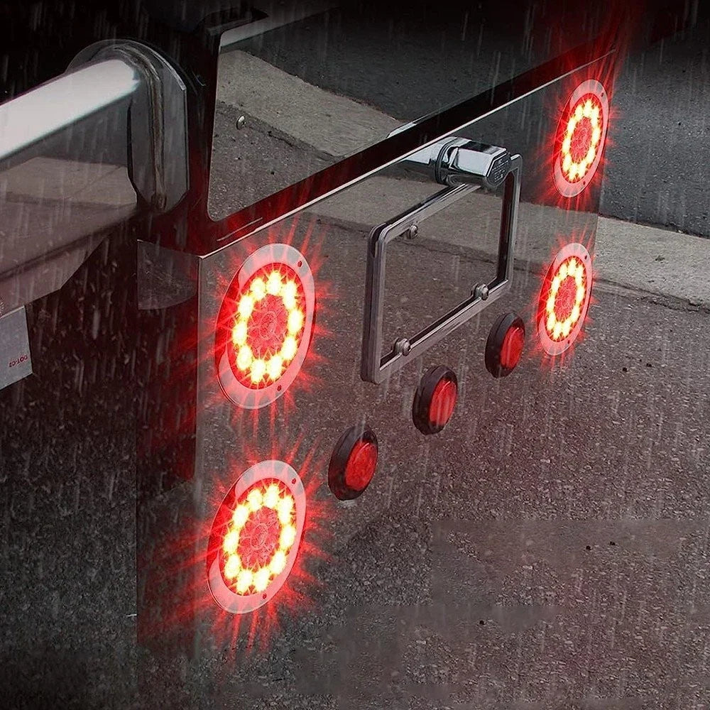 Truck Tail Light Pair (2X) - 4 Inch 16LED Red/White