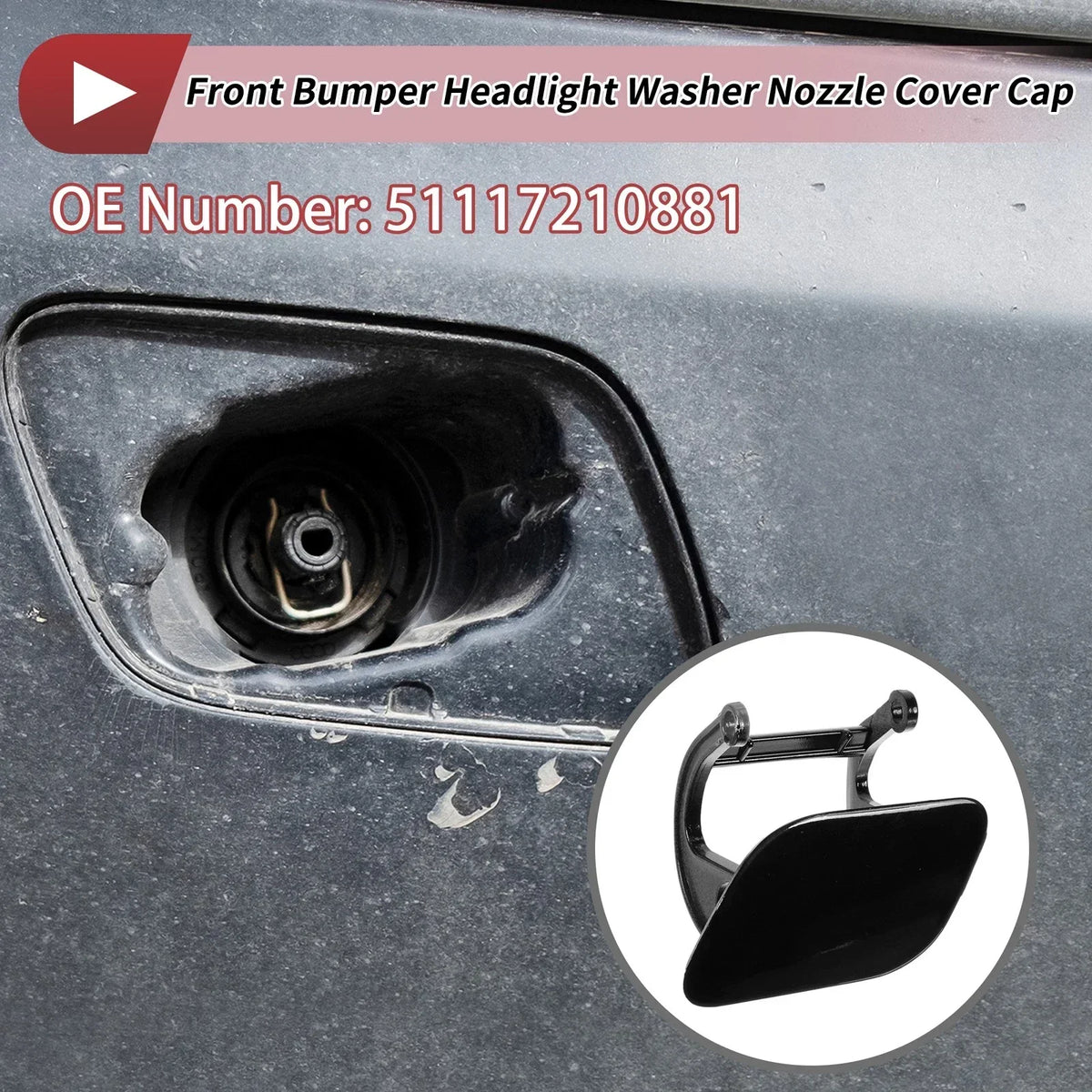 Washer Nozzle Cover Cap - Black for 740i BMW (2011-2015)