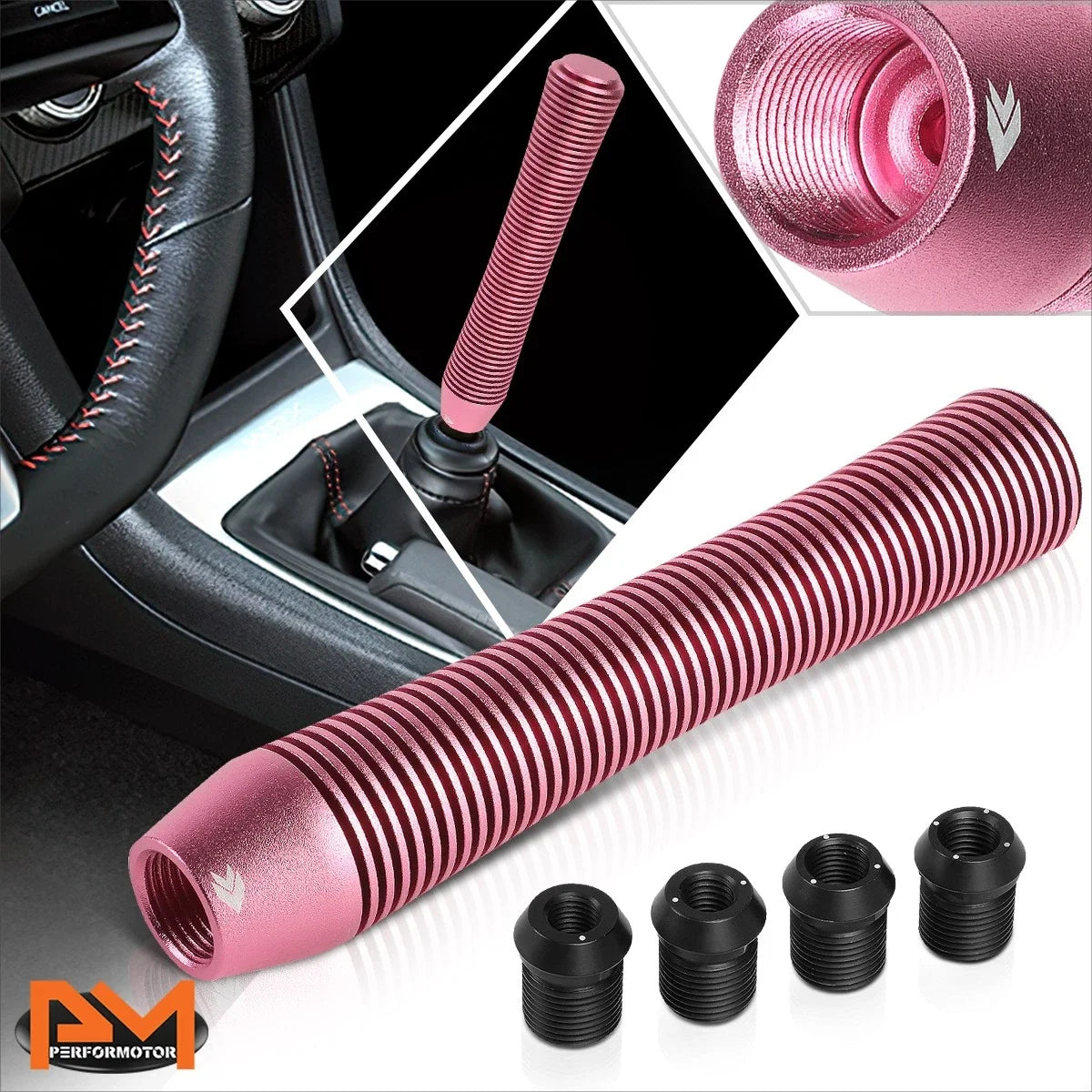 Universal Fit NRG SK-710PK 180mm Pink Shift Knob & 4 Thread Adapters